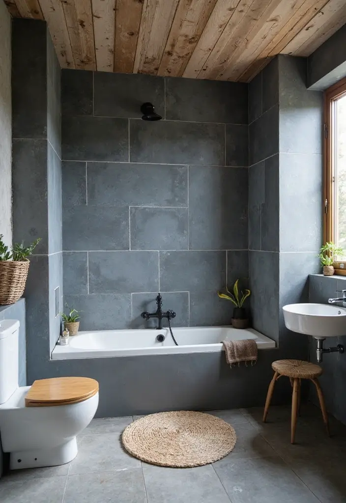 27 Navy And Grey Bathroom Ideas That Feel Calm - 23. Sustainable Choices 1