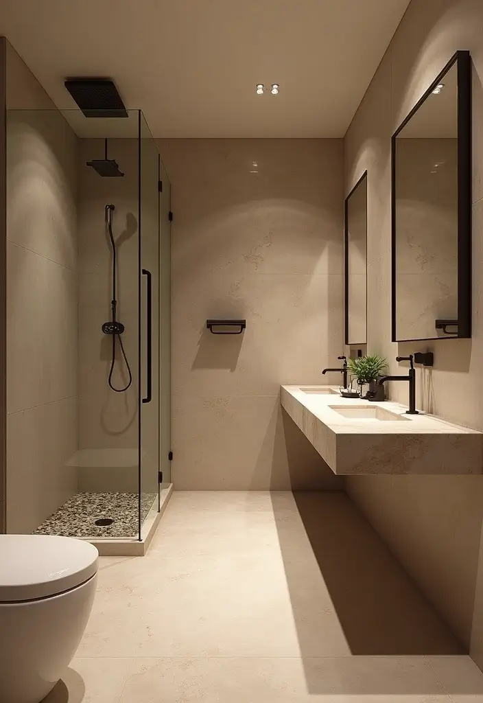 27 Nude Bathroom Ideas That Feel Minimalist - 1. Earthy Textures with Natural Stone 1