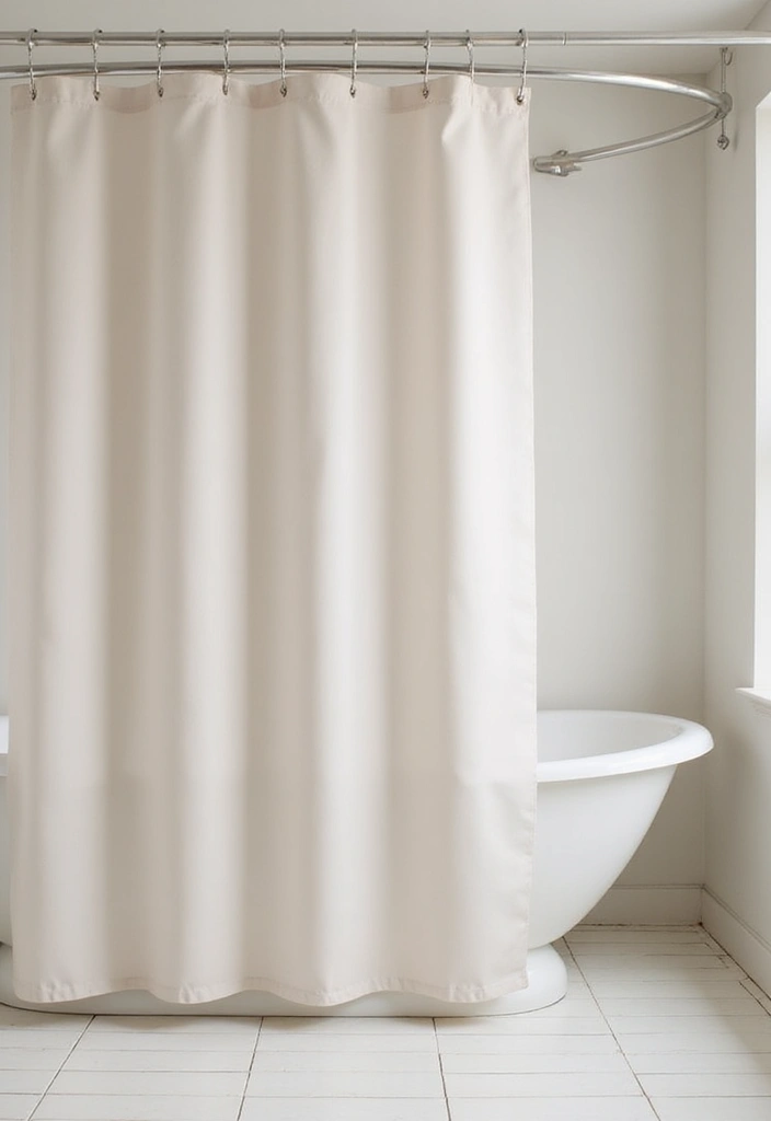 27 Nude Bathroom Ideas That Feel Minimalist - 16. Sleek Shower Curtains 1