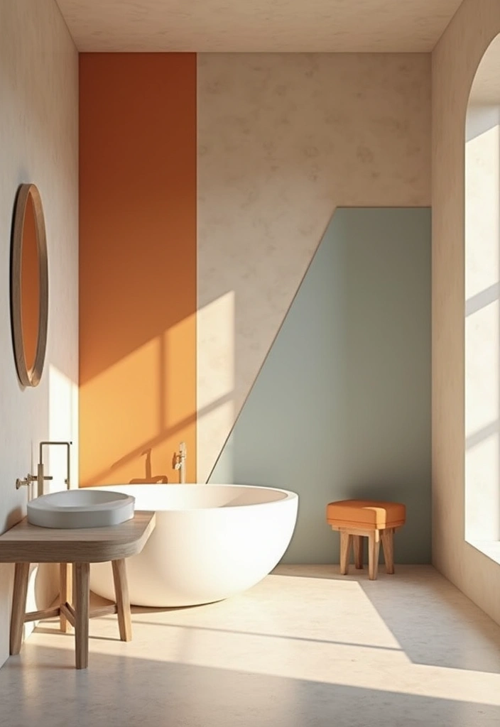 27 Nude Bathroom Ideas That Feel Minimalist - 18. Create Zones with Color 1