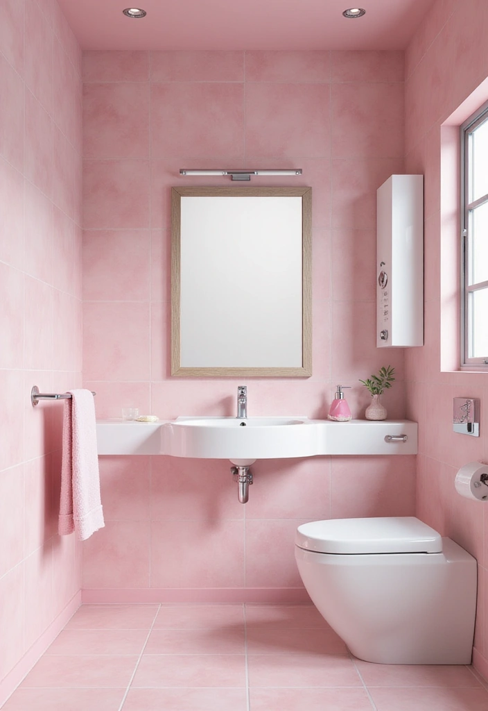 27 Pink White Bathroom Ideas That Feel Soft - 27. Thoughtful Layout 1