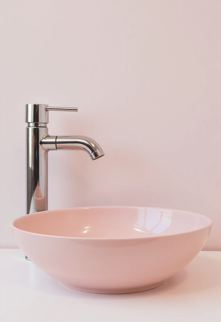 27 Pink White Bathroom Ideas That Feel Soft - 4. Minimalist Fixtures 1