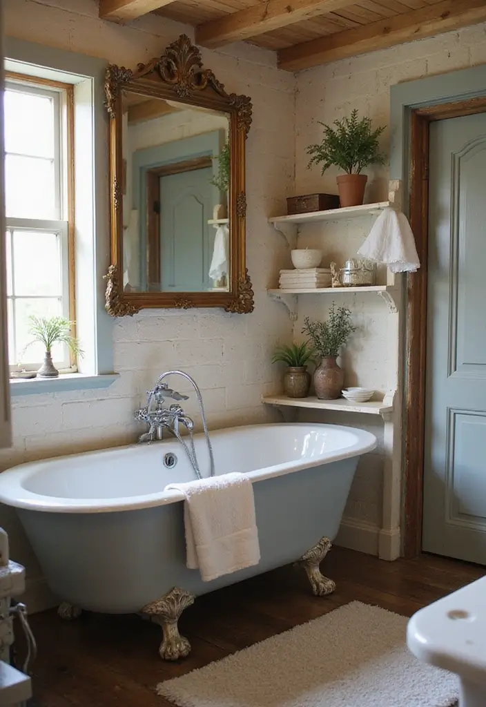27 Secondary Bathroom Ideas That Feel Functional - 12. Vintage Decor Touches 1