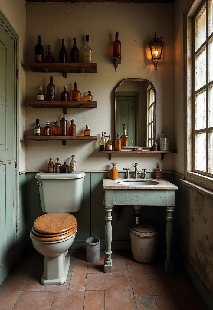 28 Bar Bathroom Ideas That Impress Guests - 15. Vintage Wares for Decor 1