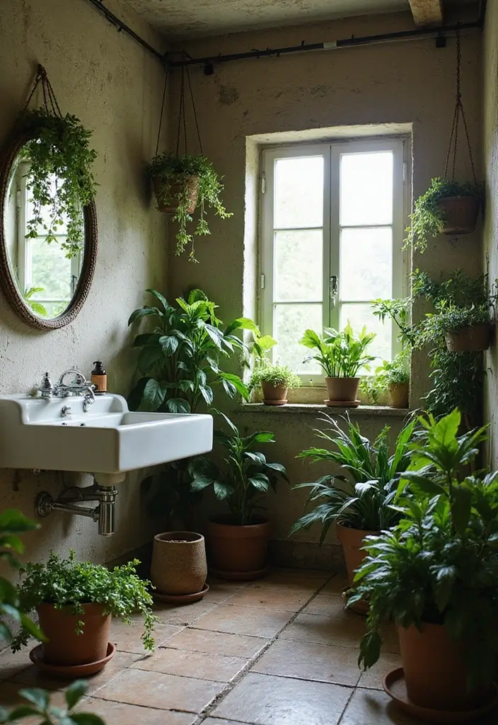 28 Bar Bathroom Ideas That Impress Guests - 16. Greenery for Freshness 1