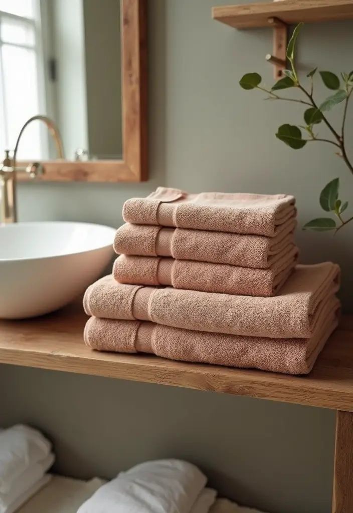 28 Bathroom Hand Towel Ideas That Look Luxurious - 18. Earthy Tones 1