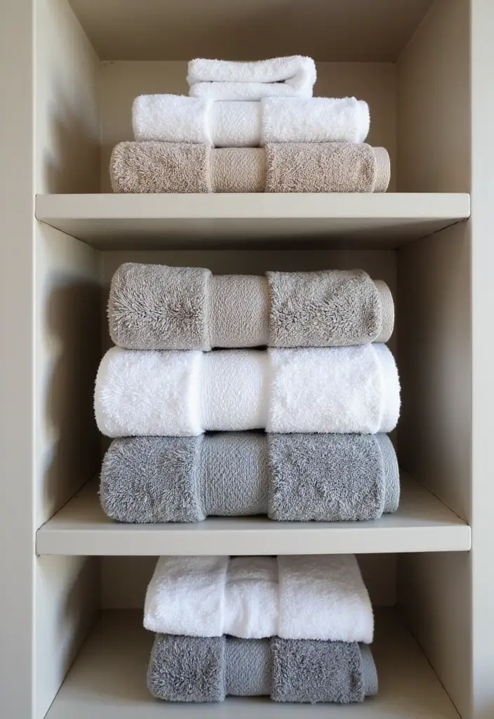 28 Bathroom Hand Towel Ideas That Look Luxurious - 23. Layered Luxury 1