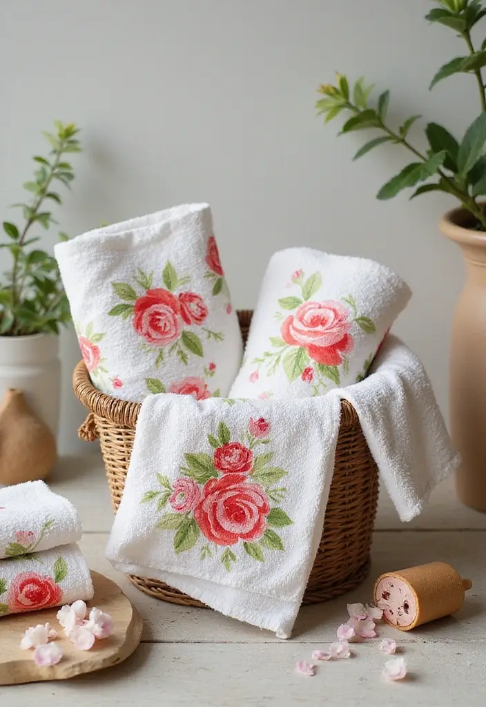 28 Bathroom Hand Towel Ideas That Look Luxurious - 7. Floral Prints 1
