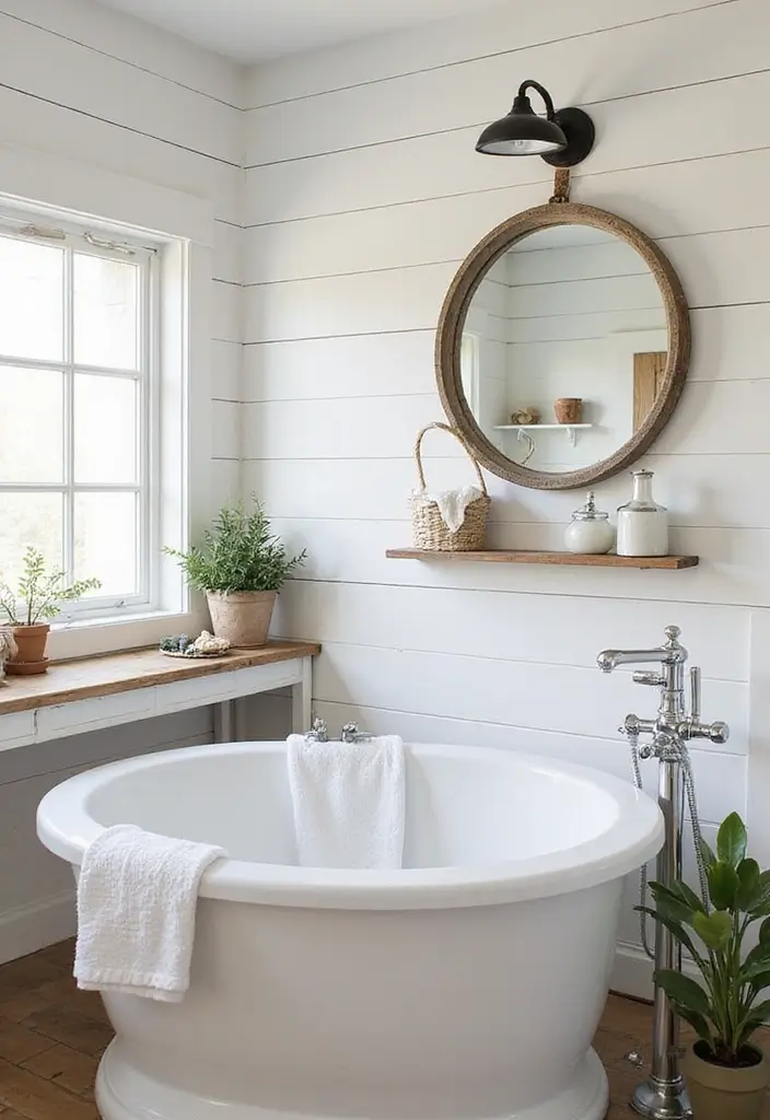 28 Bathroom Ideas Farmhouse Style With Rustic Charm - 1. Shiplap Walls 1