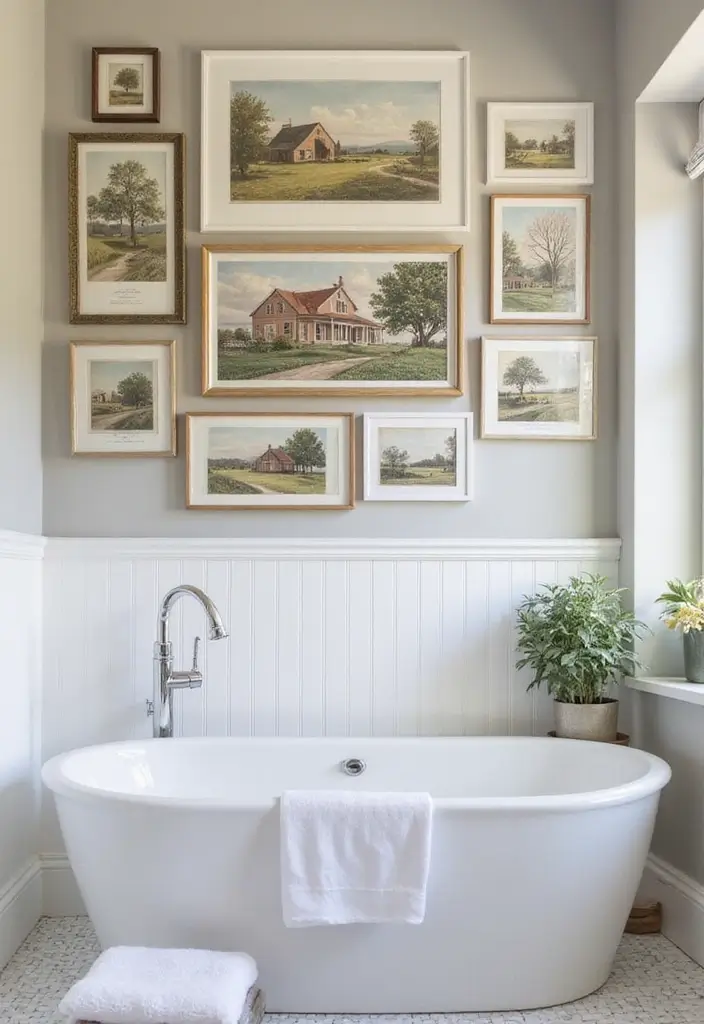 28 Bathroom Ideas Farmhouse Style With Rustic Charm - 17. Farmhouse Wall Art 1