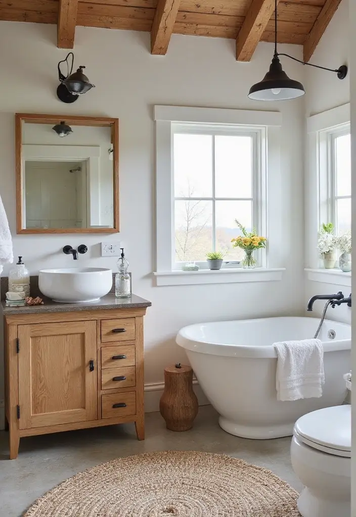 28 Bathroom Ideas Farmhouse Style With Rustic Charm - 27. Eco-Friendly Options 1