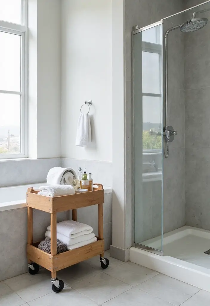 28 Bathroom Nook Ideas That Add Functionality - 17. Bathroom Cart 1