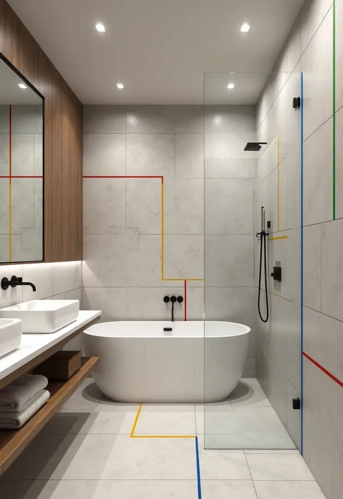 28 Bathroom Tile Ideas Floor Design Trends For 2024 - 19. Colorful Grout Lines 1