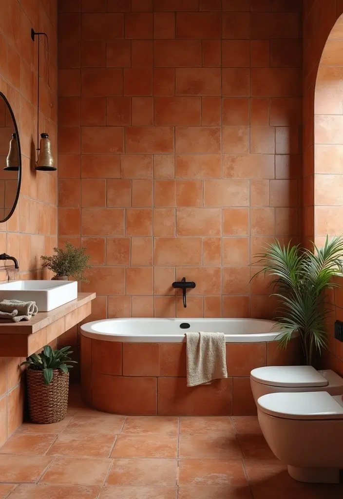 28 Bathroom Tile Ideas Floor Design Trends For 2024 - 3. Terracotta Tiles 1