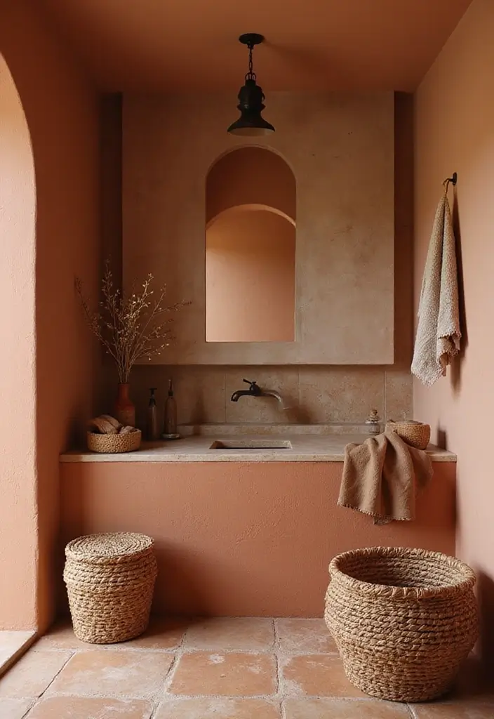 28 Boho Western Bathroom Ideas With Rustic Flair - 1. Earthy Tones and Textures 1