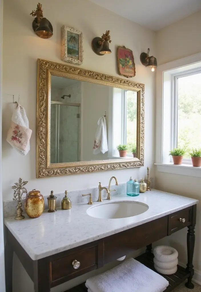 28 Boho Western Bathroom Ideas With Rustic Flair - 26. Vintage Finds and Thrifting 1