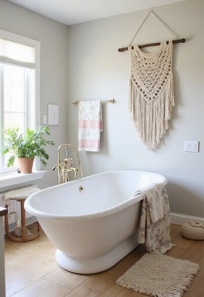 28 Boho Western Bathroom Ideas With Rustic Flair - 4. Layered Textiles 1