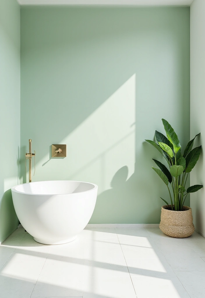 28 Green Wall Bathroom Ideas That Feel Natural - 10. Minimalist Green Wall 1