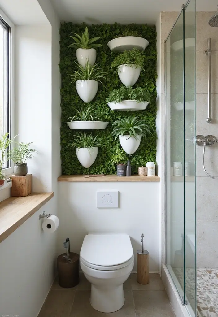 28 Green Wall Bathroom Ideas That Feel Natural - 16. Green Wall in a Small Bathroom 1