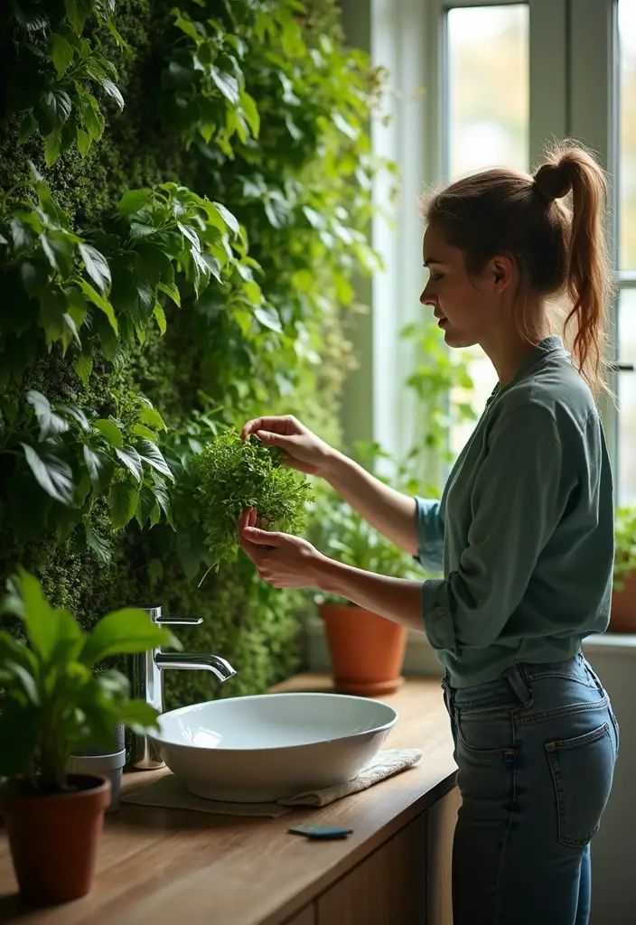 28 Green Wall Bathroom Ideas That Feel Natural - 24. Green Wall Maintenance Tips 1