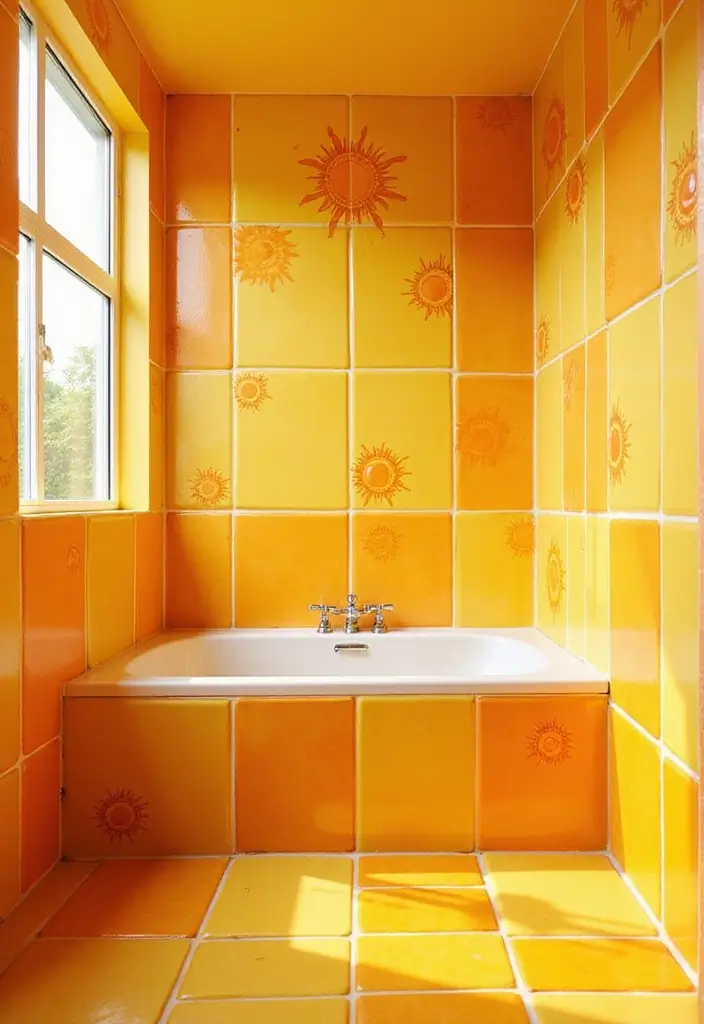 28 Kids Bathroom Tile Ideas That Feel Fun - 18. Sunny Sunshine 1