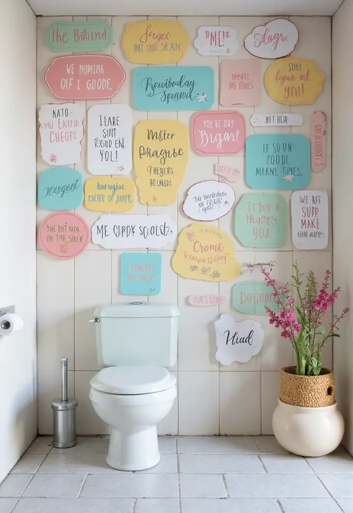 28 Kids Bathroom Tile Ideas That Feel Fun - 26. Quirky Quotes 1