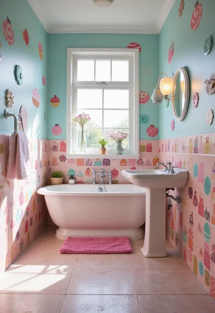 28 Kids Bathroom Tile Ideas That Feel Fun - 6. Sweet Treats 1