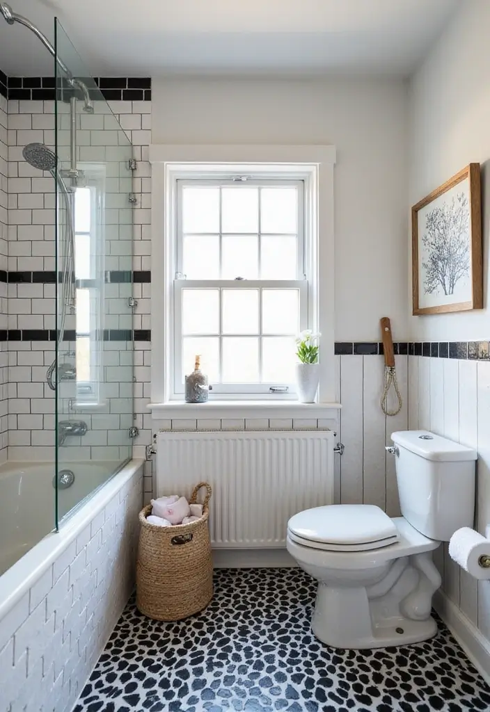 28 Kids Bathroom Tile Ideas That Feel Fun - 9. Classic Black and White 1