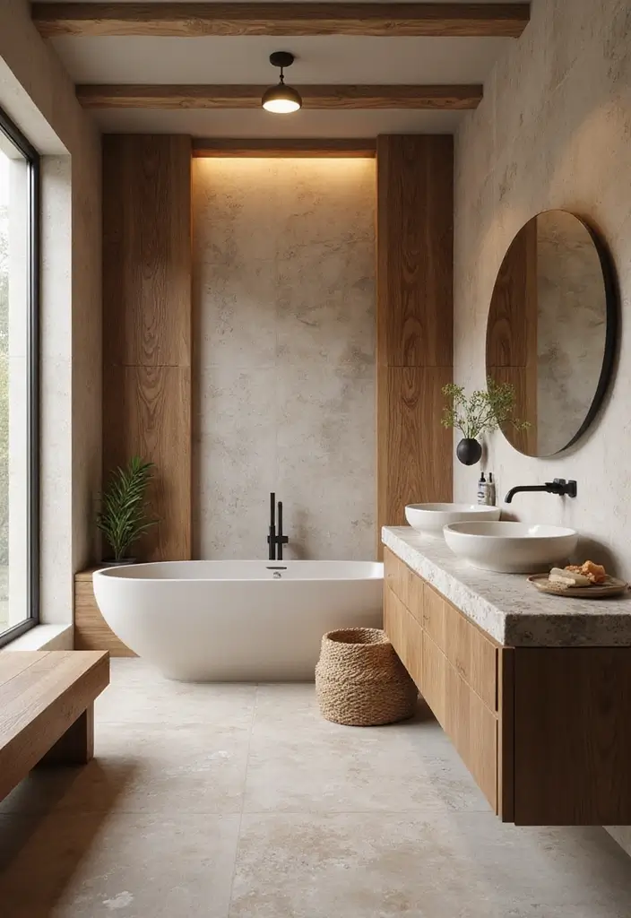 28 Modern Bathroom Ideas That Feel Sleek - 10. Natural Elements 1
