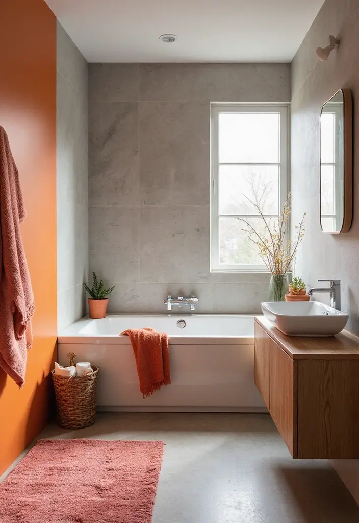 28 Modern Bathroom Ideas That Feel Sleek - 18. Bold Color Accents 1