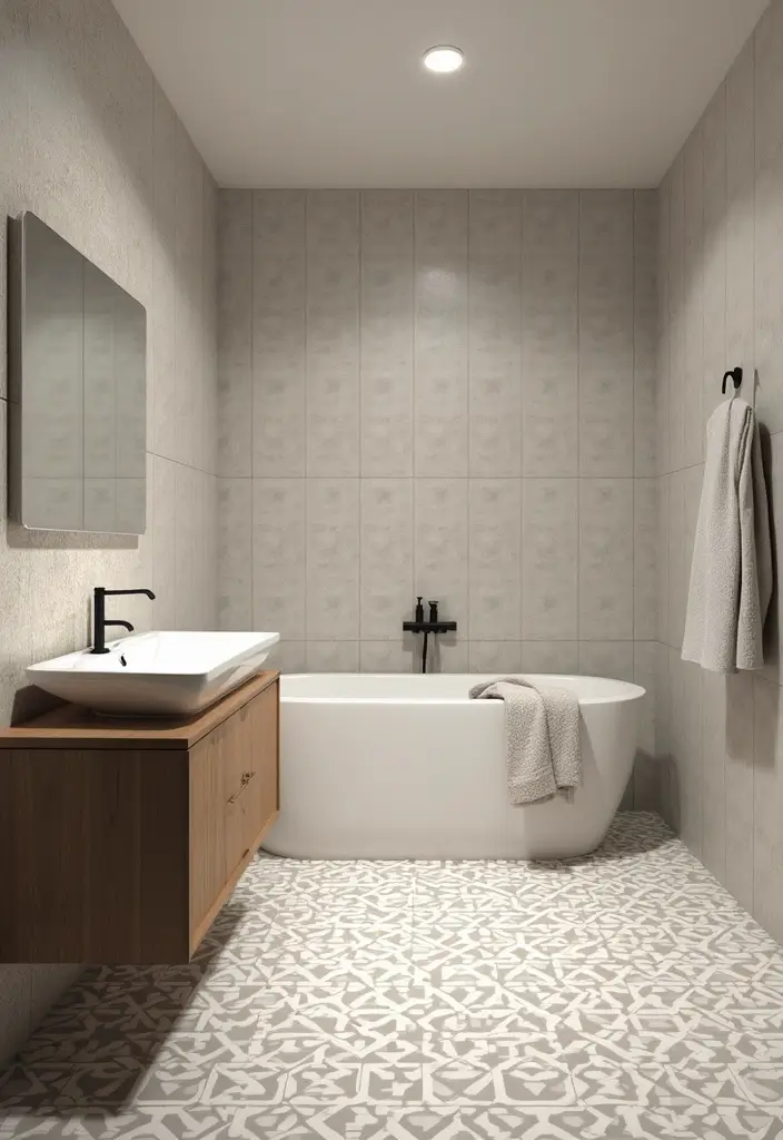28 Modern Bathroom Ideas That Feel Sleek - 26. Geometric Patterns 1