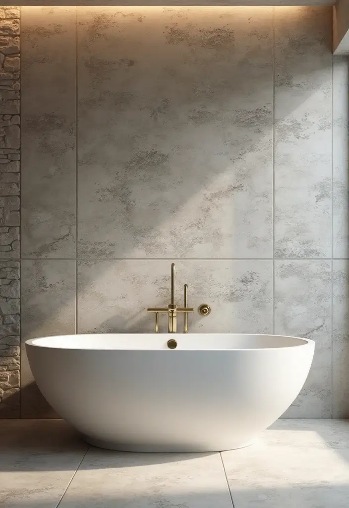 28 Modern Bathroom Ideas That Feel Sleek - 9. Textured Walls 1