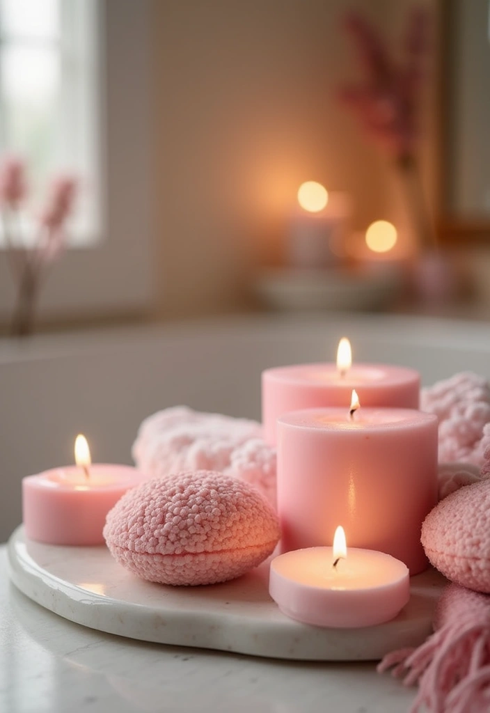 28 Small Bathroom Ideas Pink And Elegant - 28. Pink Bath Soaps and Candles 1