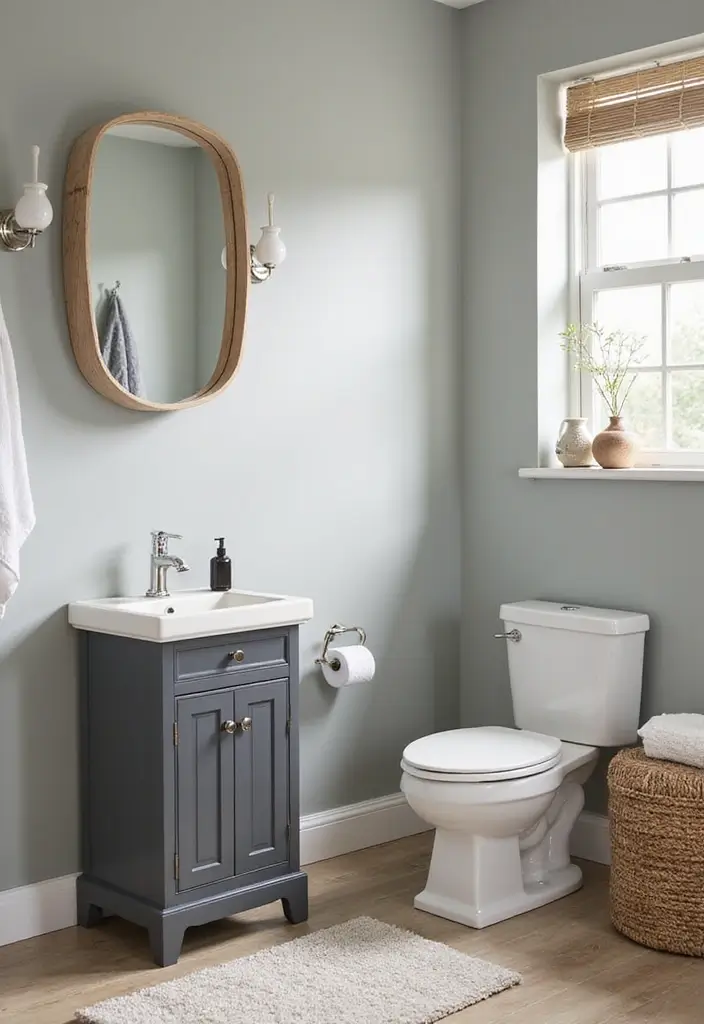 28 Small Half Bathroom Decor Ideas That Feel Spacious - 12. Multi-functional Furniture 1
