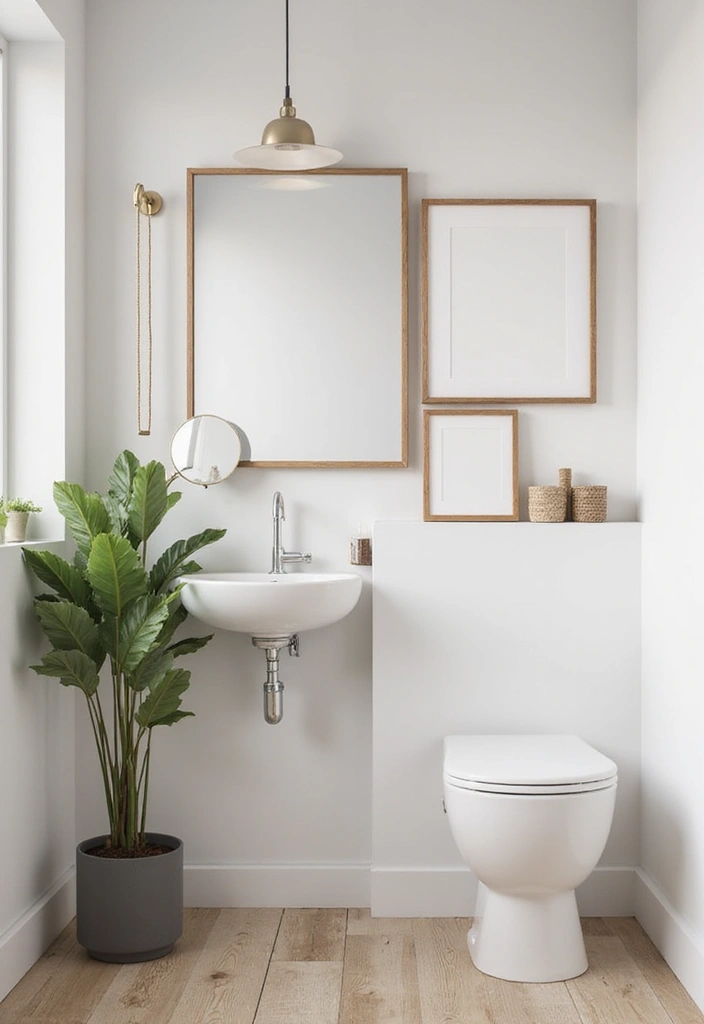 28 Small Half Bathroom Decor Ideas That Feel Spacious - 13. Minimalist Artwork 1