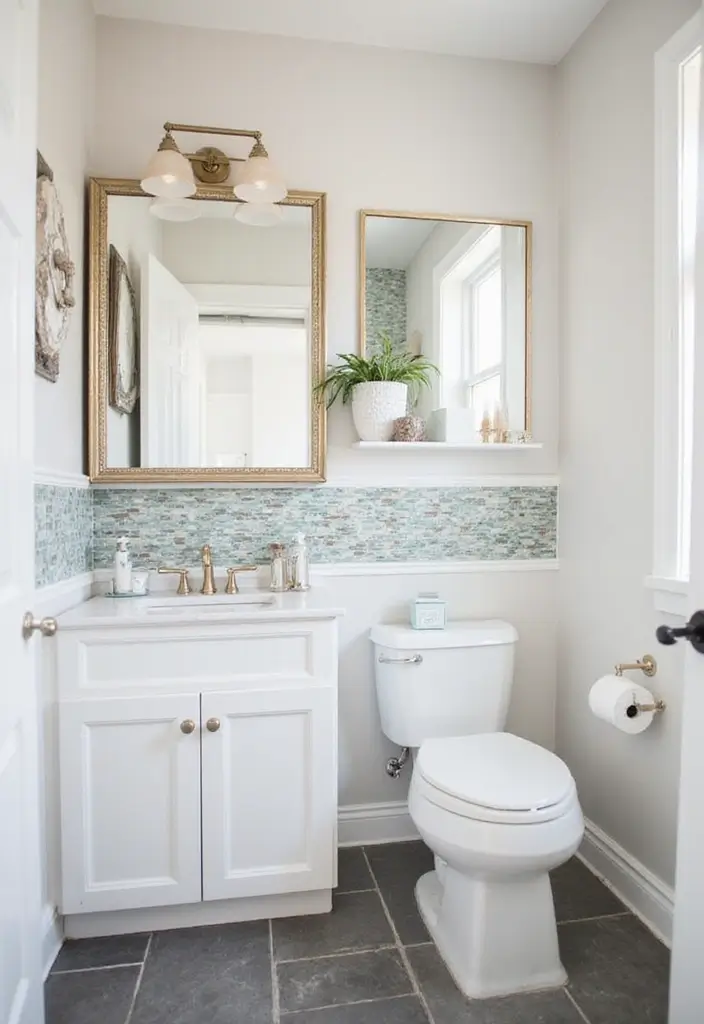 28 Small Half Bathroom Decor Ideas That Feel Spacious - 16. Accent Tiles 1