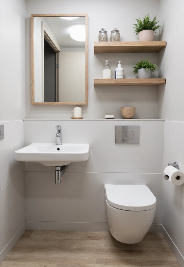 28 Small Half Bathroom Decor Ideas That Feel Spacious - 3. Wall-Mounted Fixtures 1