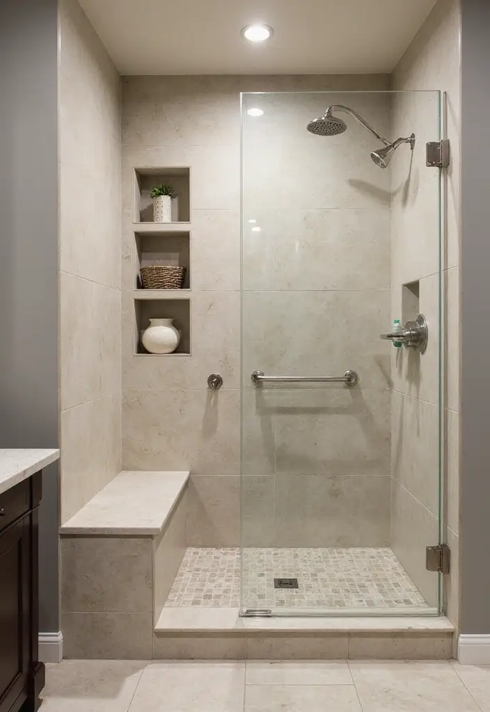28 Walk In Bathroom Showers That Redefine Luxury - 21. Integrated Seating 1