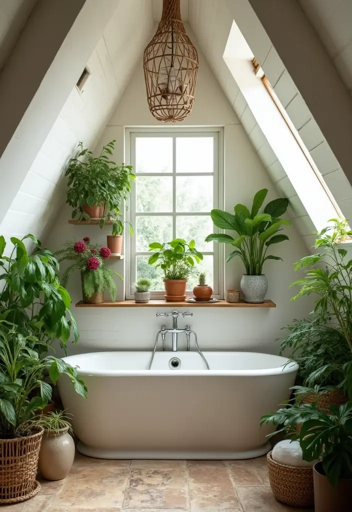 29 Attic Bathroom Ideas That Maximize Every Corner 120 29 Attic Bathroom Ideas That Maximize Every Corner - 18. Indoor Plants 1
