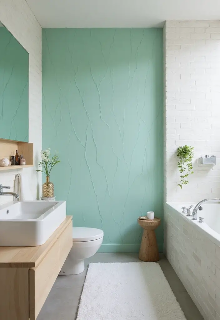 29 Bathroom Highlighter Tiles Ideas For Accent Walls - 13. Minty Fresh 1