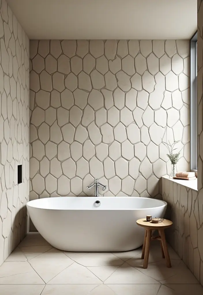 29 Bathroom Highlighter Tiles Ideas For Accent Walls - 27. Unique Shapes 1