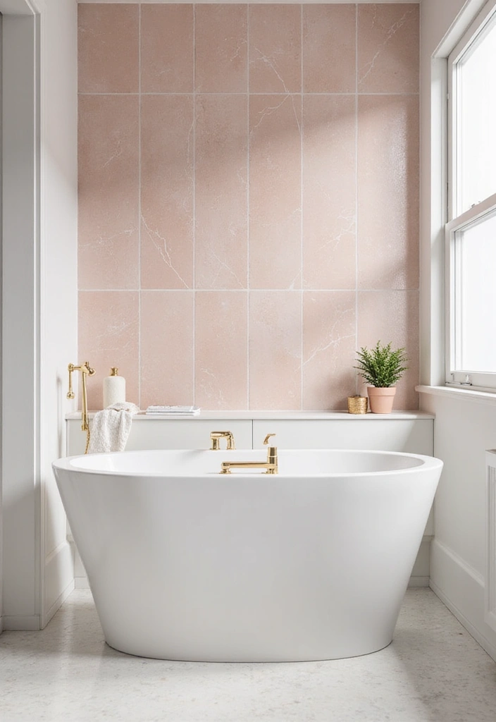 29 Bathroom Highlighter Tiles Ideas For Accent Walls - 28. Soft Blush 1