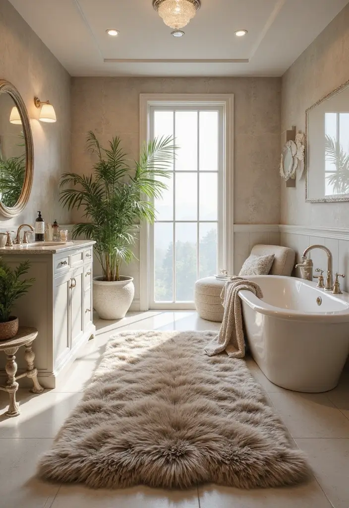 29 Bathroom Runner Rug Ideas That Tie The Room Together - 11. Faux Fur Rugs 1