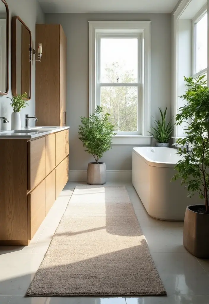 29 Bathroom Runner Rug Ideas That Tie The Room Together - 14. Subtle Ombre Rugs 1