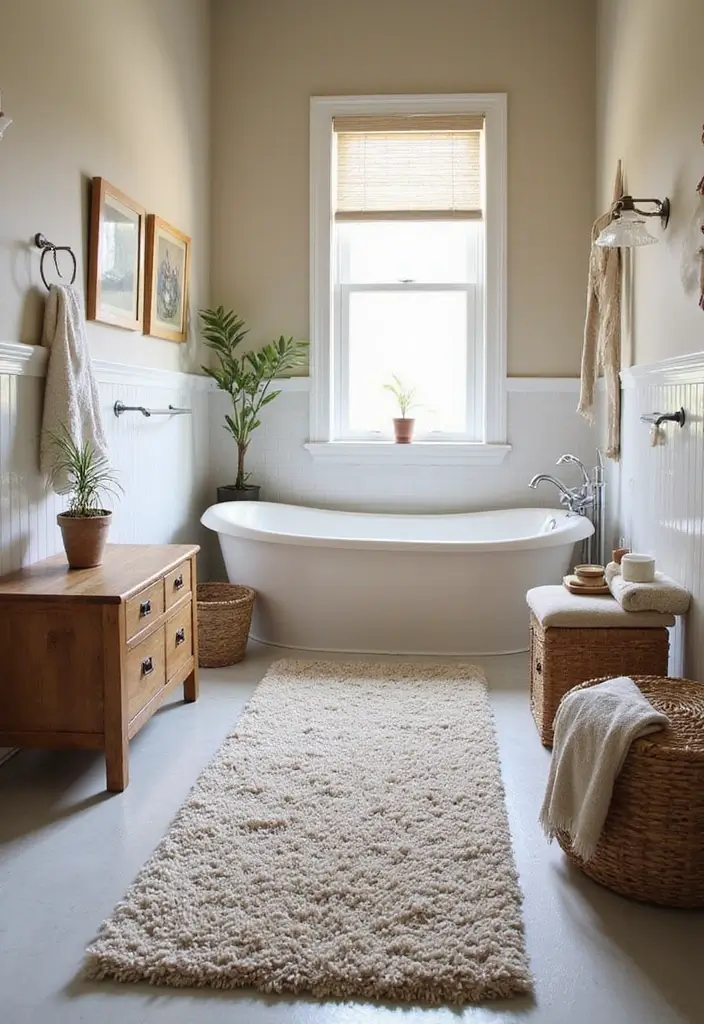 29 Bathroom Runner Rug Ideas That Tie The Room Together - 23. Textured Shag Rugs 1