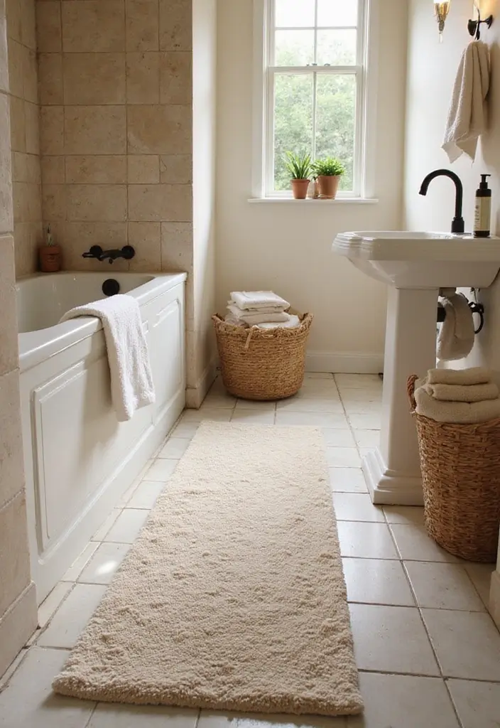 29 Bathroom Runner Rug Ideas That Tie The Room Together - 26. Soft Chenille Rugs 1