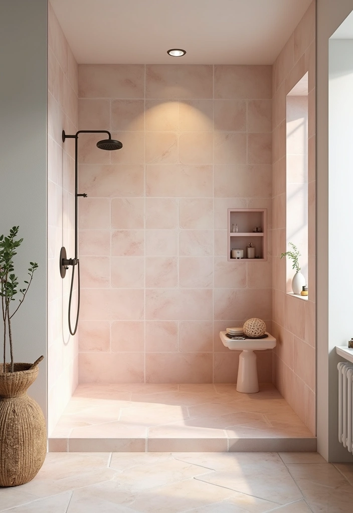 29 Bathroom Shower Tile Ideas That Feel Modern - 20. Soft Pastel Tiles 1