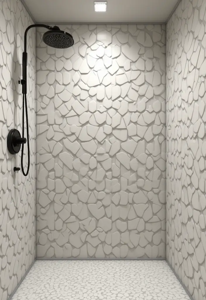 29 Bathroom Shower Tile Ideas That Feel Modern - 23. Unique Tile Shapes 1