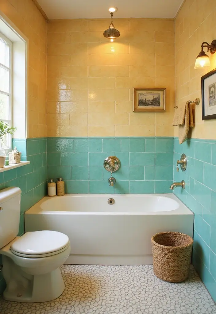 29 Bathroom Shower Tile Ideas That Feel Modern - 28. Retro-Inspired Color Palettes 1