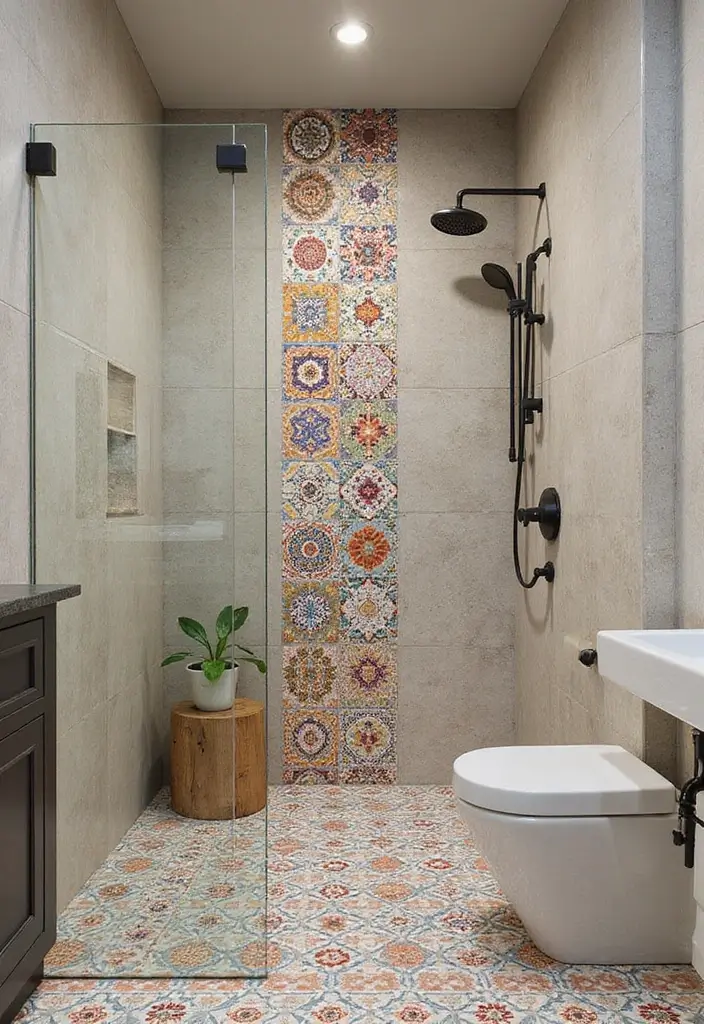 29 Bathroom Shower Tile Ideas That Feel Modern - 6. Eco-Friendly Cement Tiles 1